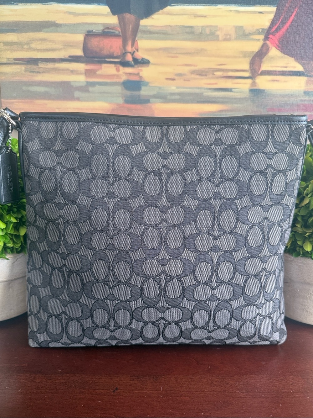 COACH F58285🩶🖤BLACK AND GRAY🖤🩶SIGNATURE JACQUARD FILE CROSSBODY BAG 🌟EUC🌟 - Picture 7 of 17